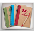 Recycled Cardboard Spiral Bound Notebook w/ Pen